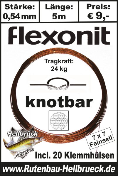 Flexonit Stahlvorfach - 7 x 7 - Feinseil - 5 m-Spule Ø 0,54 mm